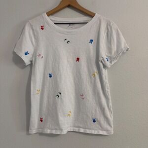J. Crew - 100% Cotton Short Sleeve Tee Embroidered Bikini Pattern